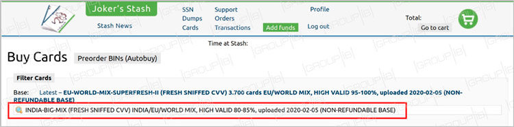 Fig. 1"INDIA-BIG-MIX" database put up for sale on Joker’s Stash Fig. 1"INDIA-BIG-MIX" database put up for sale on Joker’s Stash