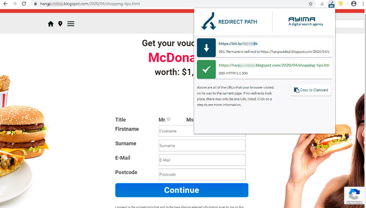 Fake website harvesting user personal data disguised as McDonald’s website Fake website harvesting user personal data disguised as McDonald’s website