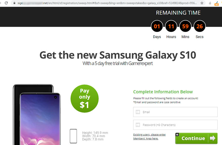 Fake website asking a user to pay a fee to get the reward Fake website asking a user to pay a fee to get the reward