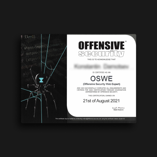 OSWE Certificate