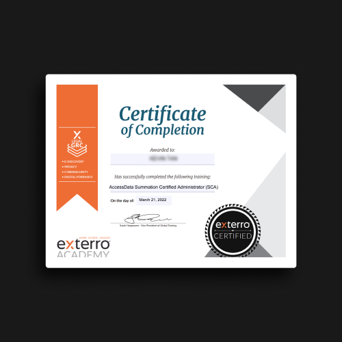 AccessData SCA Certificate