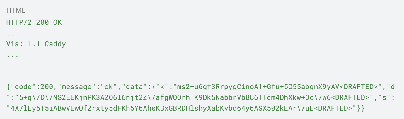 Code block 4. HTTP response delivering a JSON payload.
