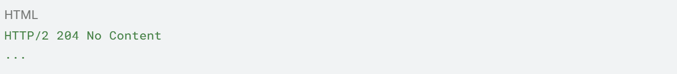 Code block 6. HTTP response 204 No content.