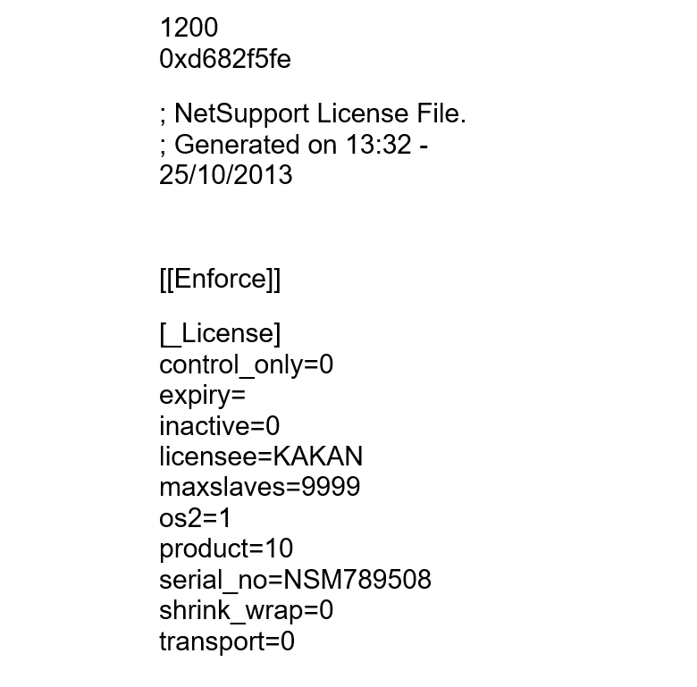 Figure 10. Sample of extracted NetSupport License used in the Uzbekistan campaign.