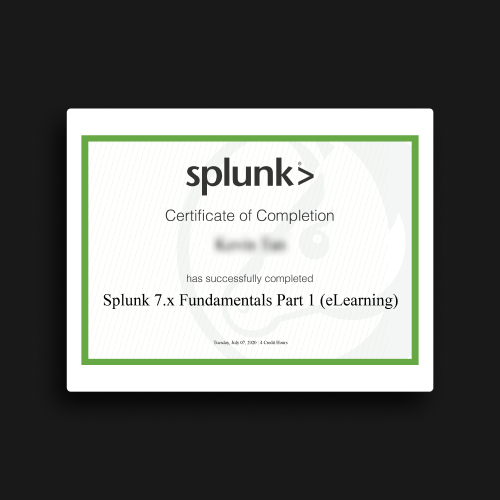 Splunk 7.x Fundamentals Certificate