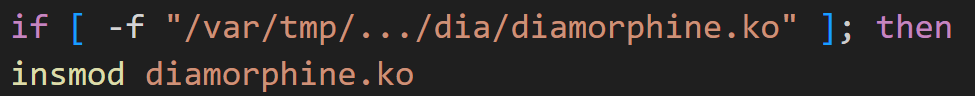 Screenshot of the diamorphine kernel module loading