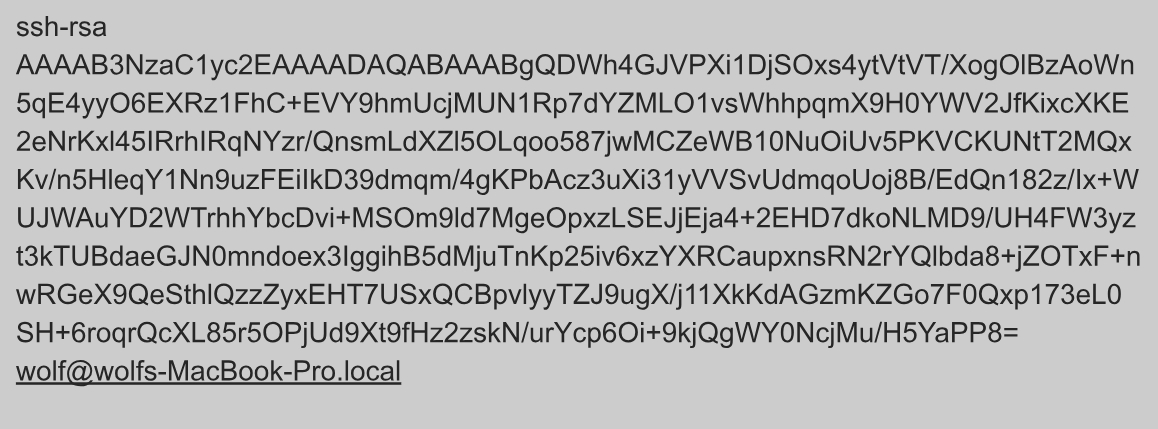 The configuration also includes the use of a public ke