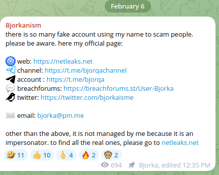 Figure 9: Examples of well-known threat actor groups impersonation