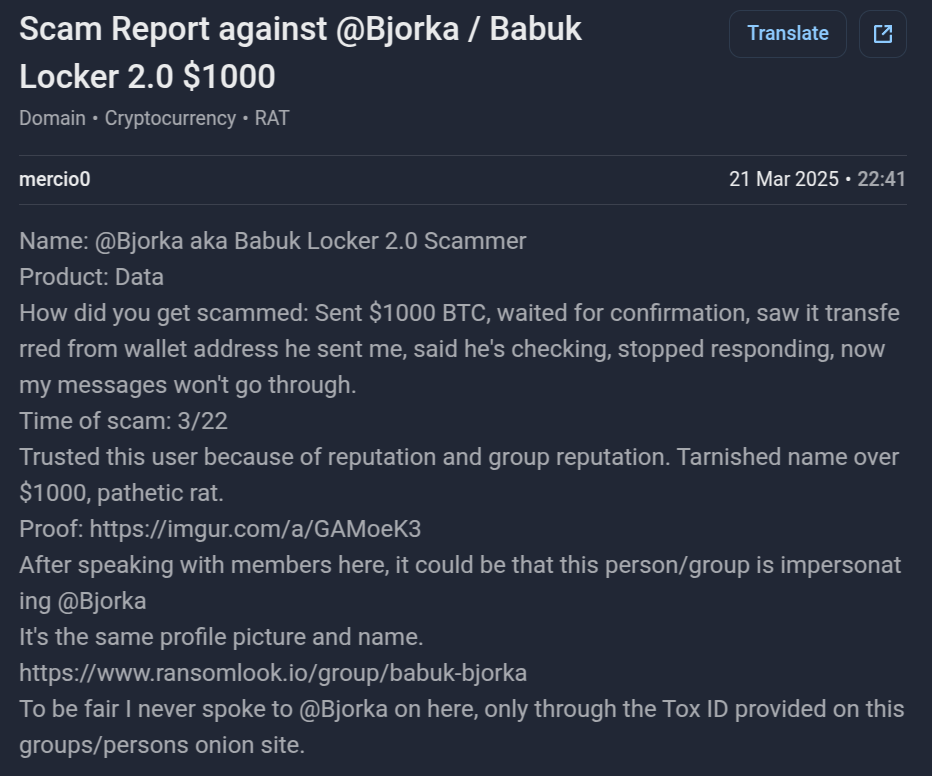Figure 10: Data buyer was scammed by an impersonator posing as Bjorka