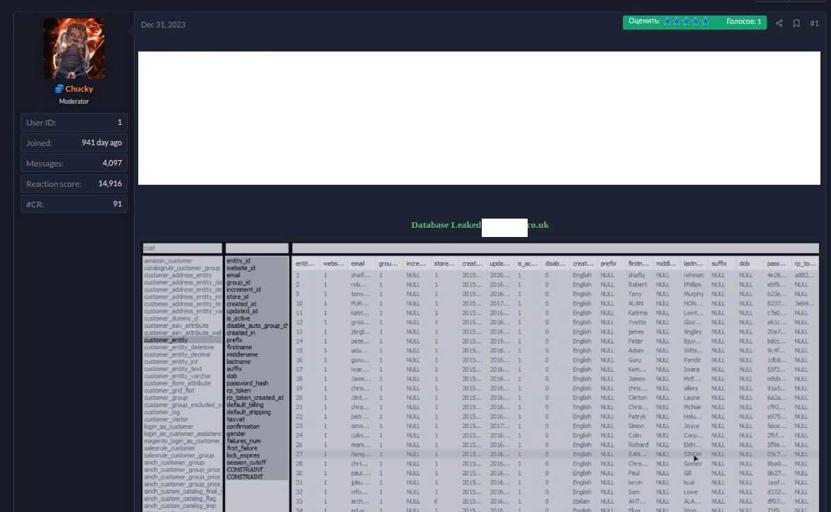 Figure 12: data appearing in a paid subscription of a scam Telegram channel “DataLeakVIP”