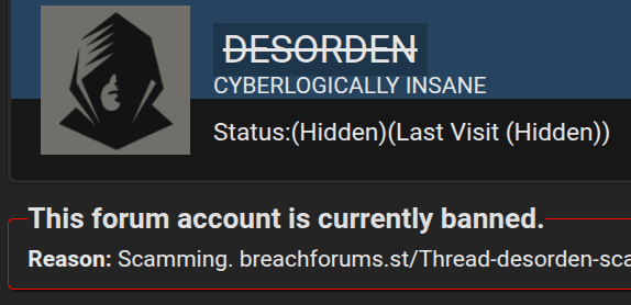 Figure 14: Status of banned accounts of scammers on the dark web