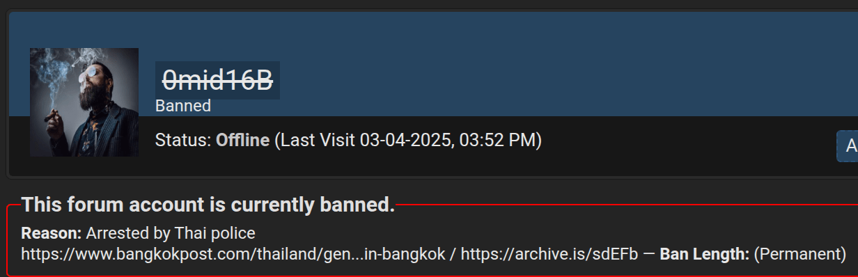 Figure 14: Status of banned accounts of scammers on the dark web