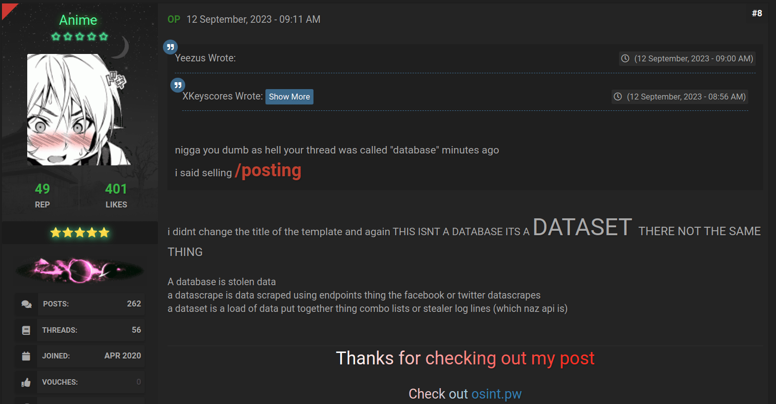 Figure 21: Statements of Naz.API creator about the origin of the collection