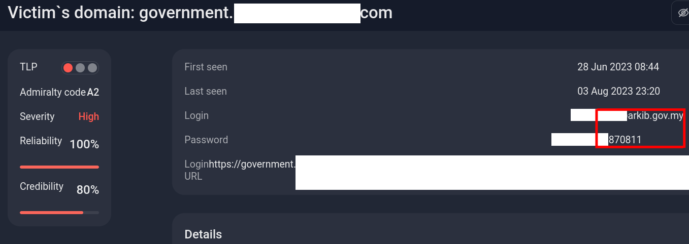 Figure 24: Group-IB portal showing the data was leaked in 2023
