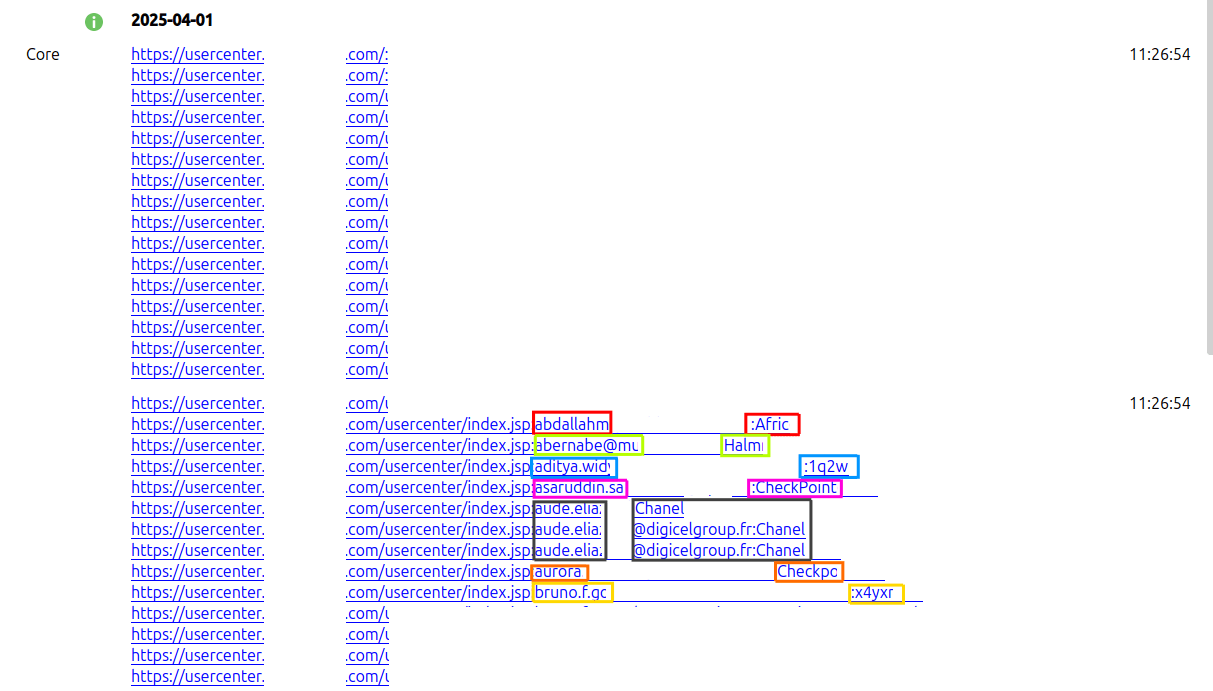 Figure 25: False evidence provided by CoreInjection, consisting of public logs of stealers recorded on the Group-IB portal