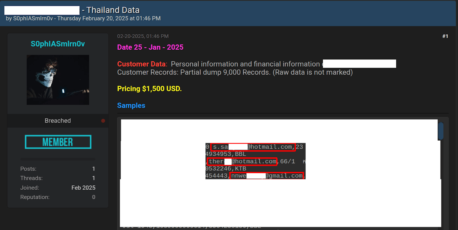 Thailand Data Screenshot