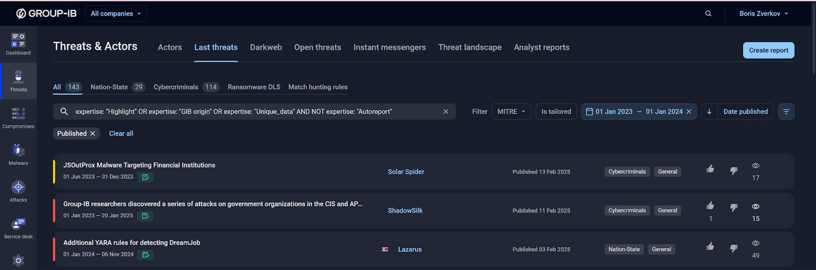 Figure 9. Approach for retrieving critical reports in the TI interface