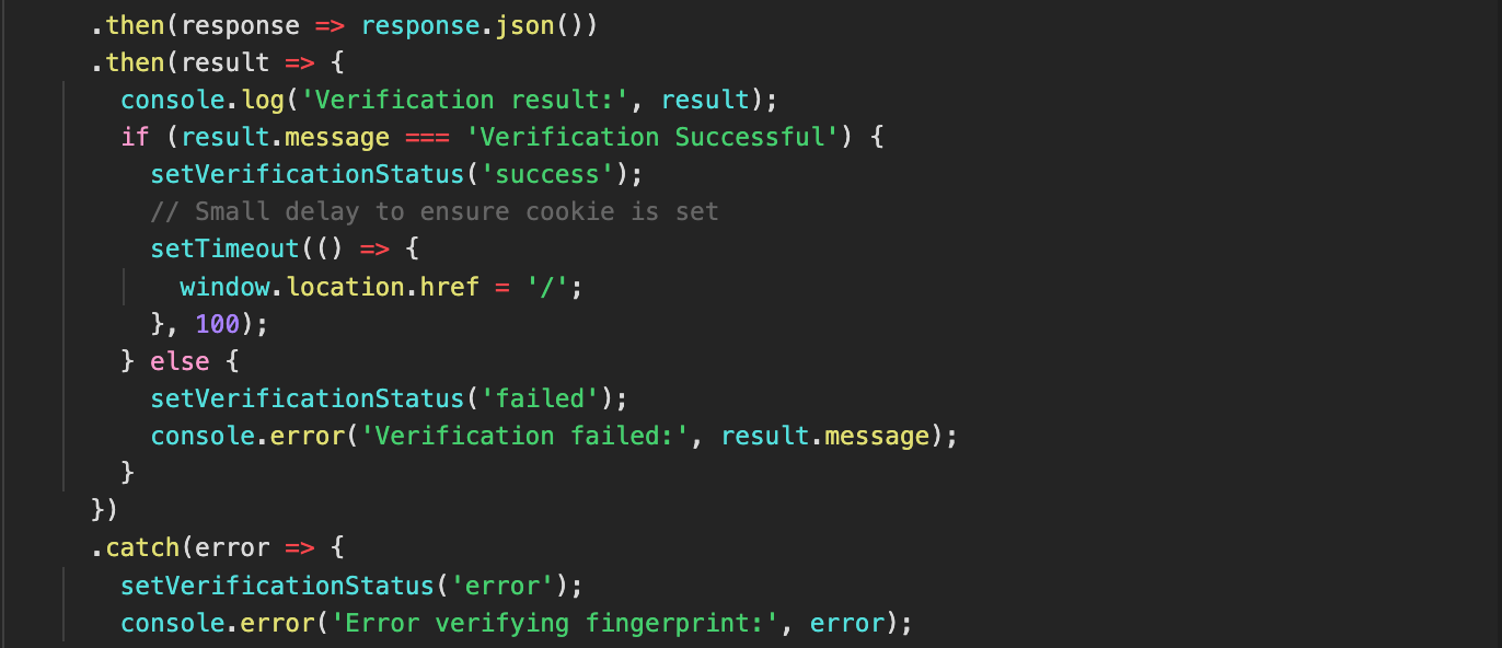 Figure 14. Fingerprint verification and access control based on backend response.
