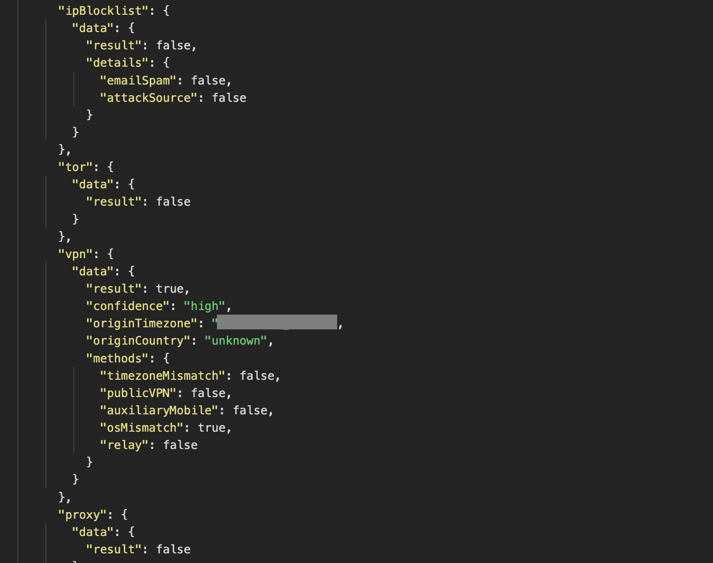Figure 20. Fingerprint JSON file from the official Fingerprint website.