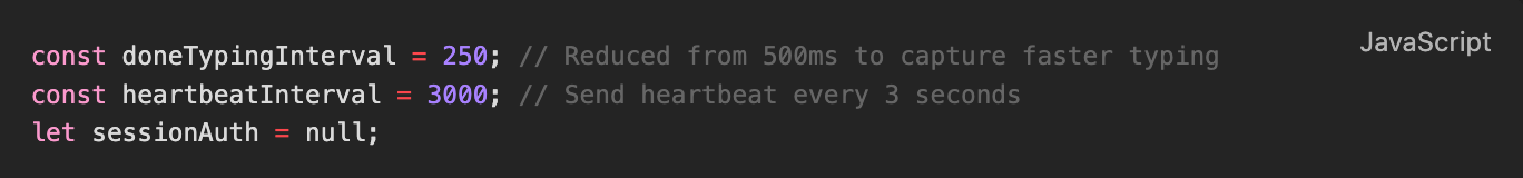 Figure 22. Initialization of heartbeat and typing detection intervals