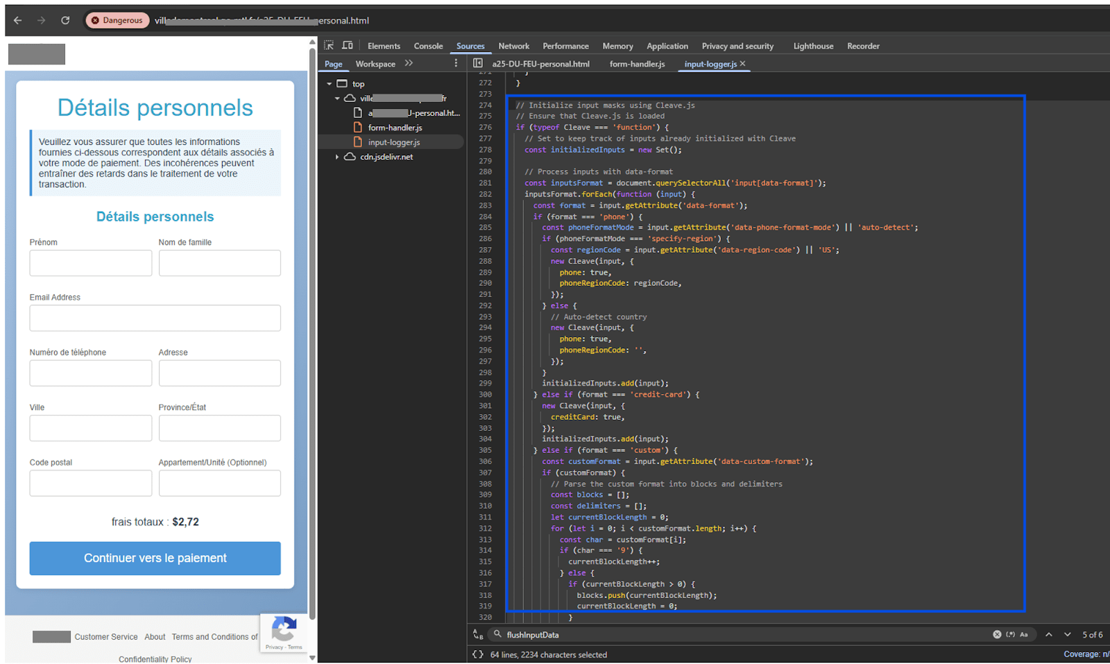 Figure 28. Custom validation and input masking with Cleave.js for form submission