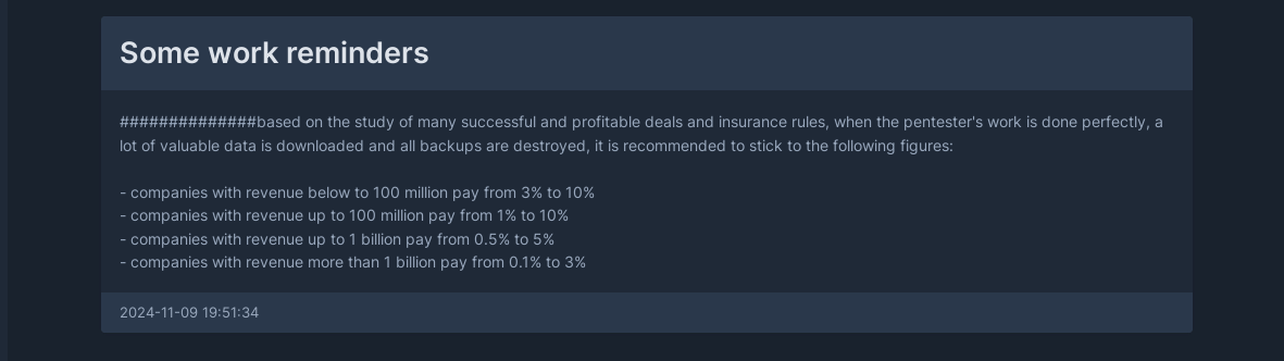 Figure 16. RansomHub guidelines for price calculation
