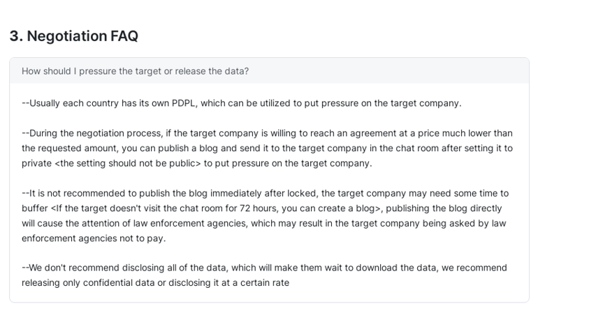 Figure 17. Instructions no longer available in the affiliate panel on how to extort victims