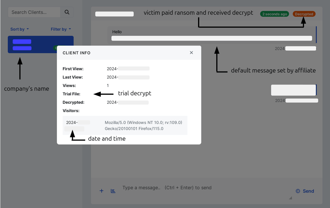 Figure 20. Affiliate's view of the live-chat after payment
