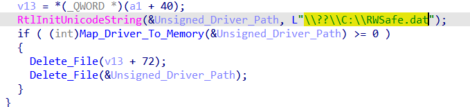 Figure 2 : Load Unsigned Driver from Hardcoded Path