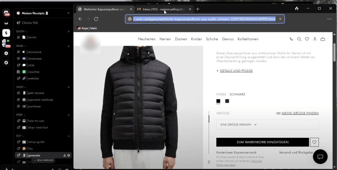 Figure 11. An email sent from Maison Receipts sends a fake generated receipt