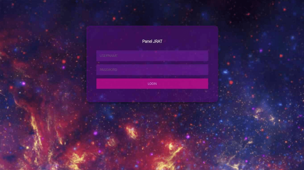 Figure 8. A screenshot of the login form to the JRAT control panel.