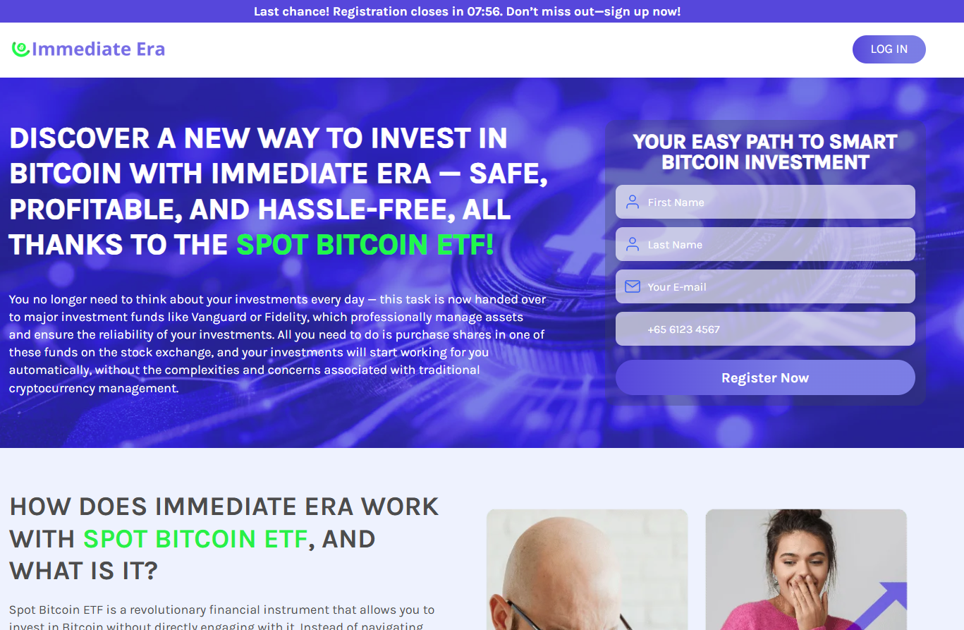 Figure 11. The registration page on the fake landing page of the “Immediate Era” investment scam platform.