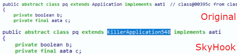 Figure 25. Example of changes in an original application.