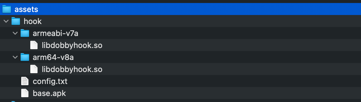 Figure 27. The structure of the assets folder in a modified banking application.