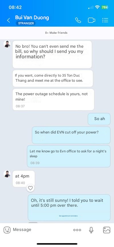 Figure 5. Screenshots of Zalo messages used by the fraudsters to deceive victims. (source: facebook.com translated from Vietnamese)