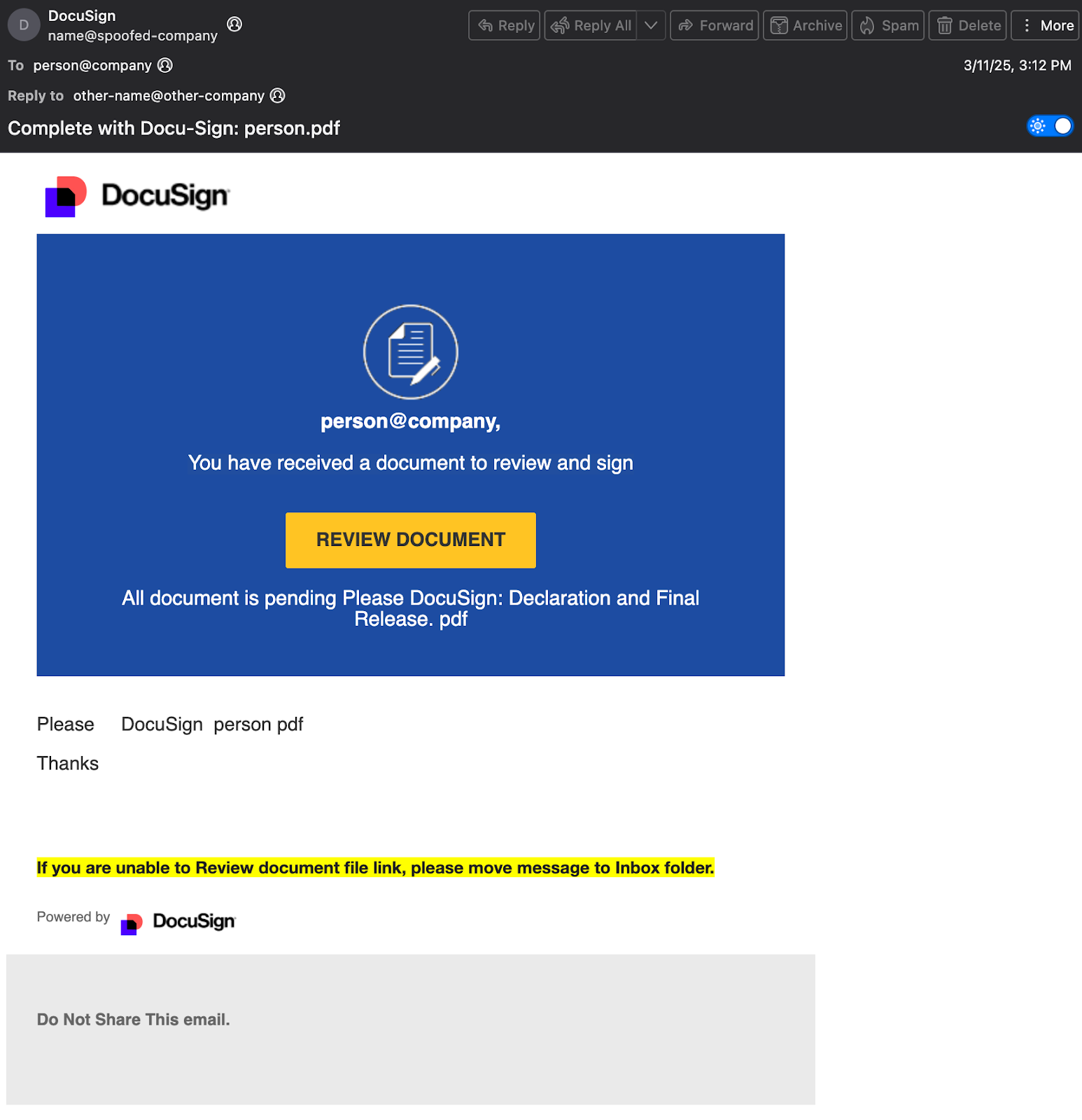 DocuSign imitation