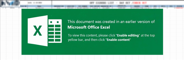 Figure 3. Malicious Microsoft Excel Shown on Variant #2