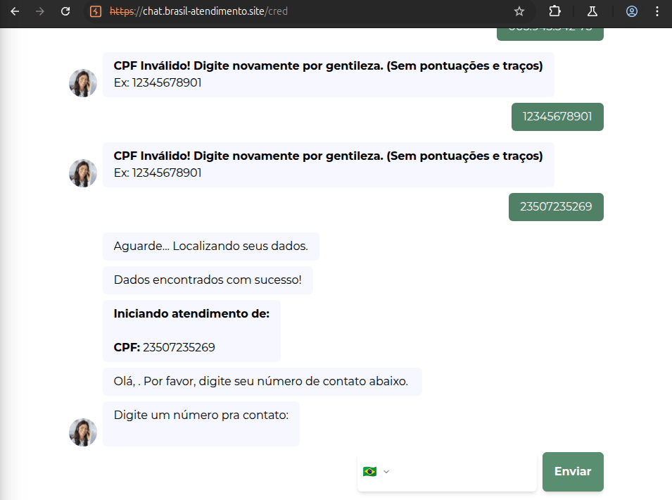 Image 3: The site verifies that the CPF number, birthday, and mother's name are real, but it does not verify the phone number. Image 3: The site verifies that the CPF number, birthday, and mother's name are real, but it does not verify the phone number.