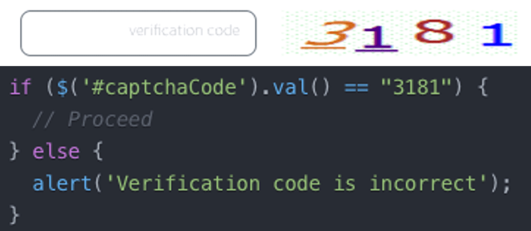 Figure 4.3: The CAPTCHA validation used a static, hardcoded value (3181) instead of a dynamic verification system like Google reCAPTCHA.