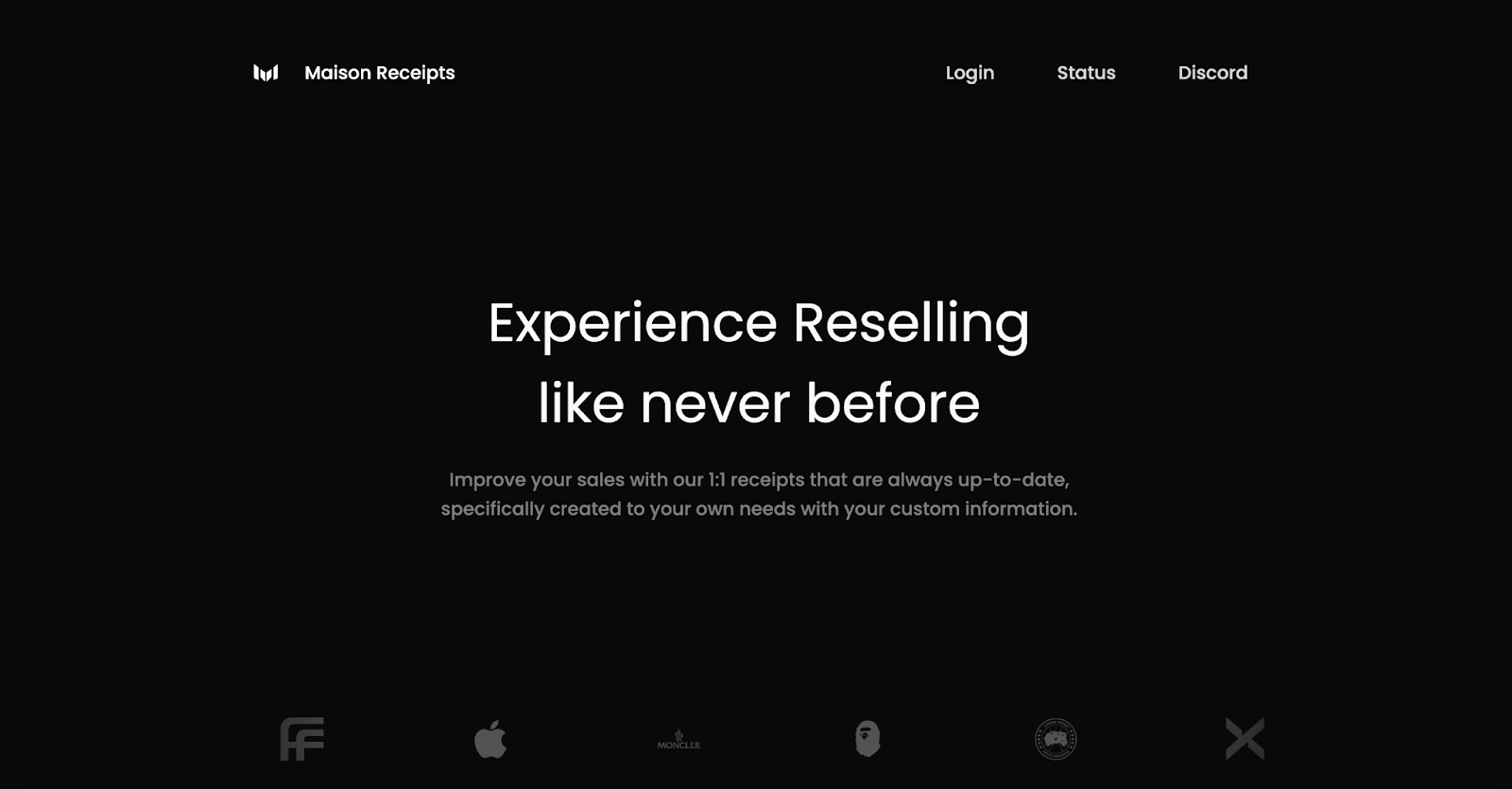 Figure 1. A screenshot of the official maisonreceipts.cc website