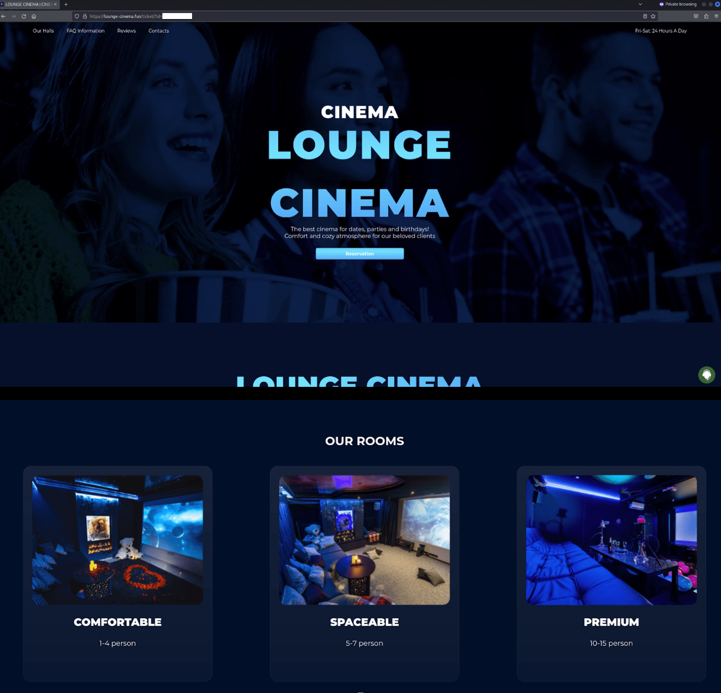 Figure 16. Screenshots of a phishing page designed to replicate a cinema booking website.
