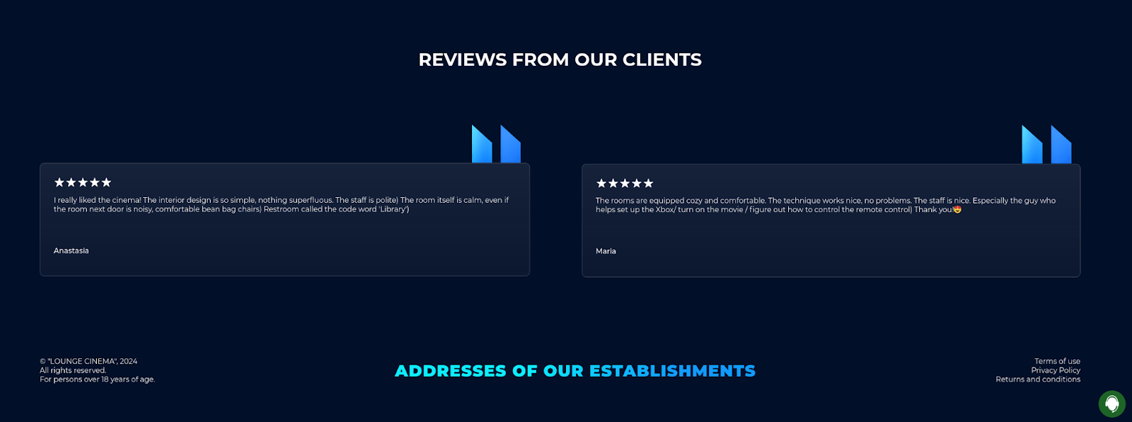 Figure 17. A screenshot of fake customer testimonials on the phishing page. 