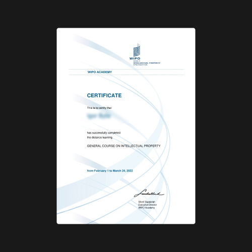WIPO Certificate